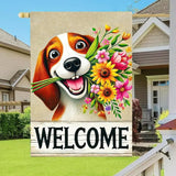 BlissYard Welcome Spring Summer Garden Flag 12x18 Inch Double Sided Beagle Puppy Dog Daisy Seasonal Garden Flag Decoration Yard Small Flag For Rustic Farmhouse Outdoor Banner Party Home Decor