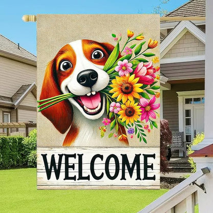 BlissYard Welcome Spring Summer Garden Flag 12x18 Inch Double Sided Beagle Puppy Dog Daisy Seasonal Garden Flag Decoration Yard Small Flag For Rustic Farmhouse Outdoor Banner Party Home Decor