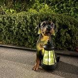 Garden Dog Statues Outdoor Decor, 10.6" Solar Light Dog Statue with Lantern, Puppy Solar Dog Figurine Sculpture for Outdoor Gardens Patio, Lawn, Yard, Housewarming Ornament Gift