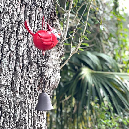 Things2Die4 85-Inch Metal Rain Chain with 7 Three-Dimensional Red Cardinal Birds, Rustic Brown Finish, Weighted Bell at Bottom, Decorative Downspout Alternative for Outdoor Garden or Patio Décor