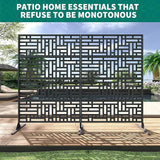 Garveelife Metal Privacy Screen 72" H×47" W for Outdoor Freestanding Decorative Privacy Wall Panels with Stand, Patio Balcony Screens for Outside Divider Deck Porch Garden, 1PC