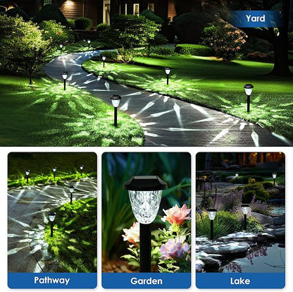 GIGALUMI 10 Pack Solar Lights Outdoor, Solar Pathway Lights with Great Pattern, Waterproof Auto On/Off Light for Outside Yard Garden Walkway Driveway Lawn Pathway