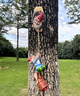 Teaeeno Garden Gnome Statue Set,Gnome Climbing Tree and Tree Stump Decor,Vivid Fairy Gnome Outdoor Sculpture,Whimsical Gnomes Miniature Figurines,Micro Gnome Landscape Figurine for Lawn Balcony Patio