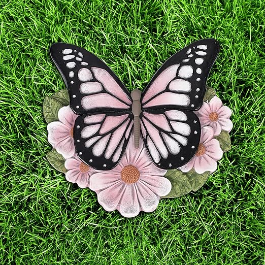 LIANTRAL 3 Pack Butterfly Garden Stepping Stones, Outdoor Decorative Stone for Garden Yard, Patio, Garden, Walkway, Outdoor and Indoor Home Decor
