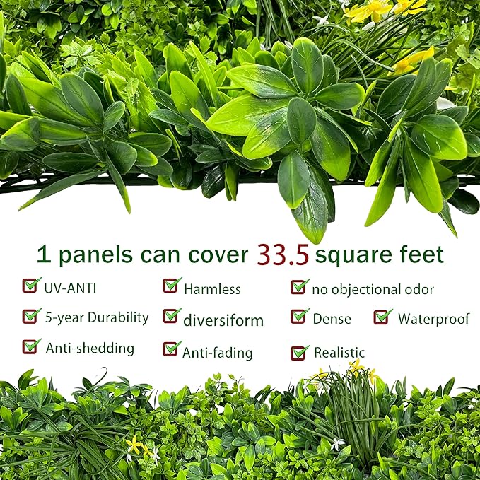ODTORY Artificial Plant Wall Roll: 40X120 in (33.5 sqft) UV-Anti Ivy Privacy Fence Screen Faux Greenery Panels Backdrop Boxwood Ivy Vine Leaf Hedge Fence for Indoor Outdoor Green Decor
