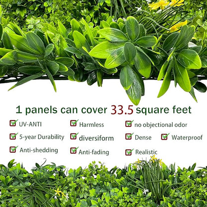 ODTORY Artificial Plant Wall Roll: 40X120 in (33.5 sqft) UV-Anti Ivy Privacy Fence Screen Faux Greenery Panels Backdrop Boxwood Ivy Vine Leaf Hedge Fence for Indoor Outdoor Green Decor
