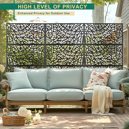 72" H×47" W Metal Privacy Screen Outdoor Privacy Screen Freestanding, Outdoor Privacy Screens and Panels for Patio Lawn Deck(Consists of 3 Panels)