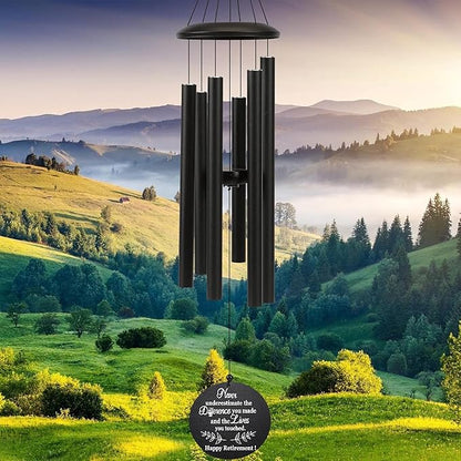 Retirement Gift for Woman Men, 32" Wind Chimes Retirement Gifts, Happy Retirement Gifts for Coworker Colleague Boss Teachers Nurses Friends, Going Away Gifts Retirement Decorations (Black)