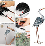 TERESA'S COLLECTIONS Garden Decor Blue Heron Sculptures & Statues Decor, 33.8 Inch Coastal Metal Cranes Decoy for Outdoor Outside Yard Art Patio Pond Pool Lawn Decorations,Housewarming Gift