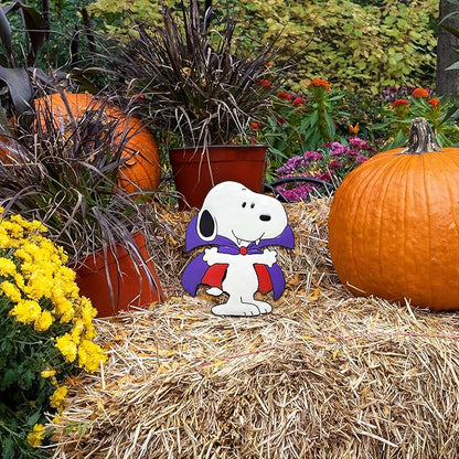 PRODUCTWORKS Peanuts Pumkin Press-in Icon Metal Stake Halloween Harvest Decor Porch Decorating Indoor Outdoor (Snoopy Vampire)