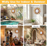 20 Inch Large Outdoor Clock with Thermometer and Hygrometer Combo, Silent Non-Ticking Sun Outdoor Wall Clock, Outdoor Clocks Waterproof for Patio, Garden, Kitchen, Living Room