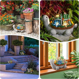 LESES Garden Statues, Turtle Solar Garden Outdoor Statues Lawn Ornaments with Cactus & LED Lights, Tortoise Figurines Outdoor Clearance Funny Decorations for Patio Balcony