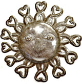 It's Cactus Metal Sun Faces, Handmade Haiti, Recycled Oil Drum Art, Sunny Home Decor (Sun with Hearts)
