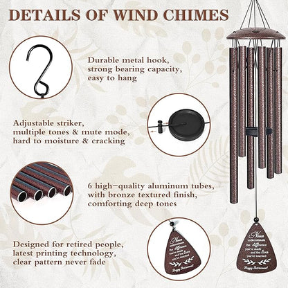 Retirement Gift for Woman Men, 32" Wind Chimes Retired Gifts, 2026 Happy Retirement Gifts for Women Coworker Colleague Boss Teachers Nurses Friends, Going Away Gift Ideas Retirement Decorations