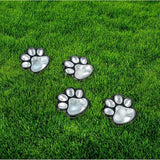 Wireless Set of 4 Solar Dog Paw Print Lights Garden Statue Lantern LED Path 3.75" Light Outdoor Animal Pet Lamp