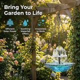 Solar Cascade Hanging Bird Bath Fountain, 2026 New Solar Fountain for Bird Bath Hanging Solar Bird Bath Fountain with Solars Pump & Bowl Decorative Garden Yard Patio (White)