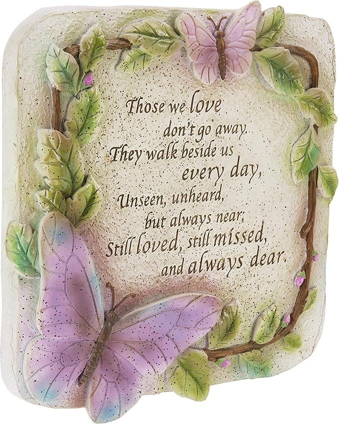 MyGift Memorial Garden Stone Sympathy Verse Hanging Wall Decor, Remembrance Stepping Stone