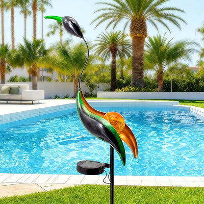 Solar Garden Statue Crane Yard Art Sculptures, Metal Heron Statues Outdoor for Patio Yard Lawn Porch Decorations, Garden Decor for Outside, House Warming Gifts - Mom Birthday Gifts