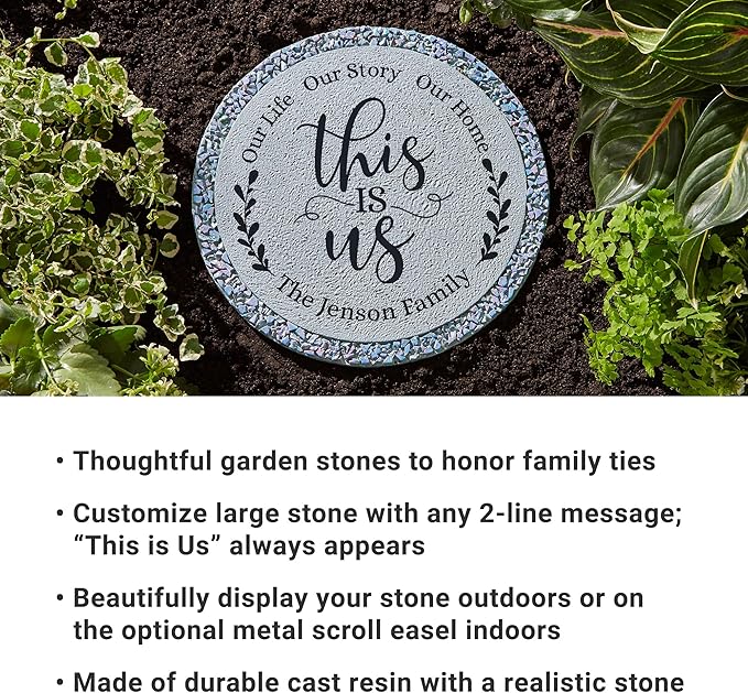 Let's Make Memories Personalized Floral Garden Stones - This is Us Path Stones for Families - Garden Décor - Customize with Message & Names - Large