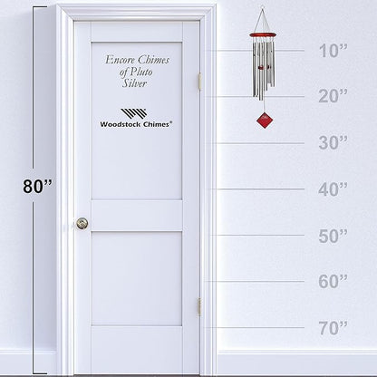 Woodstock Chimes Pluto Wind Chime for Outside 27" Silver Small, Light Airy Sound for Outdoor Garden, Patio, Porch Decor, Encore Collection DCS27