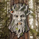 Teaeeno Whimsical Tree Face Garden Decoration, 11.8 in Tree Faces Decor Outdoor Wallmounted Statue Art with Leaf Features, Outdoor Decor Garden Accessory (Outdoors and Nature)