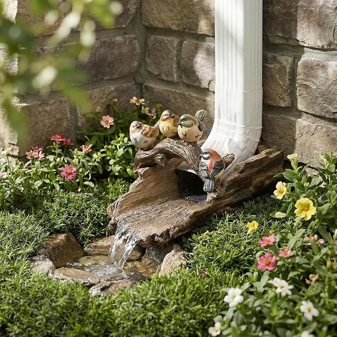 Bird Gutter Downspout Statue Splash Block Outdoor Garden Decoration, 11.4” x 6.9” Gutter Extender Diverter Rain Guardian Statues for Patio, Yard Accessory, Resin Decorative Concrete Pond Koi Decor