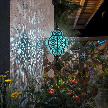 Hapjoy Hanging Solar Lights Outdoor Garden Decor Solar Lantern Waterproof Plastic Moroccan Outdoor Decorations for Patio Pathway Yard Backyard Garden Decorative (1, Black)