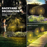 2 PCS Solar Firework Light, Outdoor Solar Garden Decorative Lights 120 LED Powered 40 Copper Wires String DIY Landscape Light for Walkway Pathway Backyard Christmas Decoration Parties (Warm White)