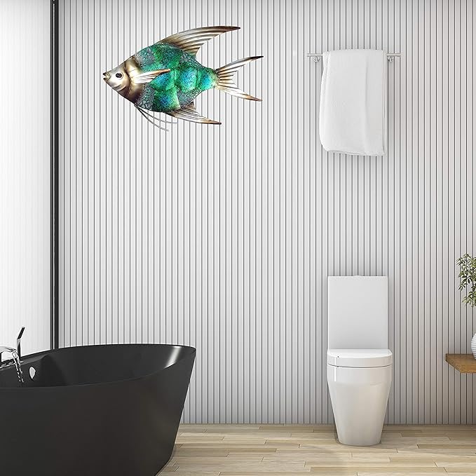 JOYBee 12.5inch Coastal Ocean Sea Metal Fish Wall Art Decor -Christmas Decorations-Perfect for Coastal，Nautical，Beach，or Boat Decor-Metal Wall Decor-for Garden Home Patio Bathroom Kitchen