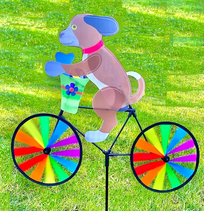 Brown Dog on Bicycle Wind Spinner