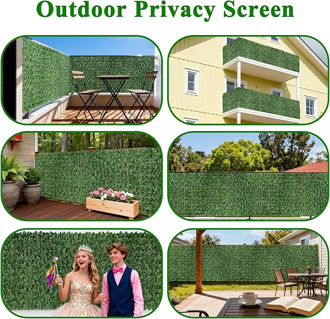 iCover Artificial Ivy Privacy Screen for Fence, 59x118in Strengthened Joint Prevent Leaves Falling Off, Faux Hedge Panels Greenery Vines, Decorative Fences for Outdoor, Garden