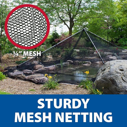 The Pond Guy PondShelter Cover Net, Outdoor Water Garden Enclosure, Mesh Debris Barrier for Leaves, Twigs & Sticks, Protect Koi & Fish from Predators 11' x 16'