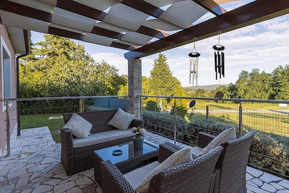 VOS Aura Deluxe Metal Windchime - 38” Beautiful Melodic Hanging Wind Chimes – Perfect Home and Garden Décor, Patio and Yard (Brush White)