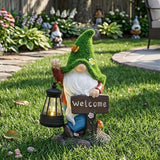 TERESA'S COLLECTIONS Garden Decor Outdoor, Garden Gnomes Holding Lantern, Gnomes Decor, Waterpoof Resin with Solar Lights, Garden Decor, Garden Gifts for Mom,Indoor/Outdoor,8.3"