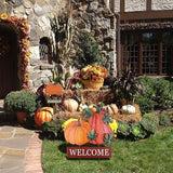 YEAHOME Fall Decorations for Home Outdoor, 22" Decorative Garden Stakes with 2 Pack Pumpkin Welcome Sign Fall Decor, Metal Yard Sign for Outside Garden Yard Lawn Patio Backyard Porch Decorations