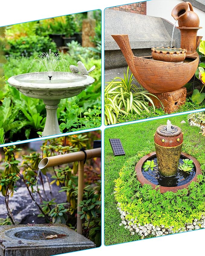 Biling Solar Water Pump Outdoor, Solar Powered Fountain Water Pump for Bird Bath, Garden, Backyard, Pool, Fish Tank