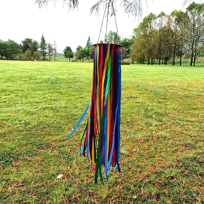 Satin Ribbon Windsock Streamer, Outdoor Decorations for Your Patio, Garden, Yard, Dock and Camper, 49-Inch, WS-49K-01