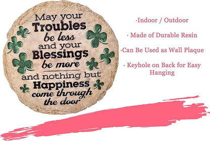 Spoontiques St Patrick's Day May Your Troubles Stepping Stone - Decorative Garden Stone for Yard, Patio, Garden or Walkway - Outdoor or Indoor Home Decor