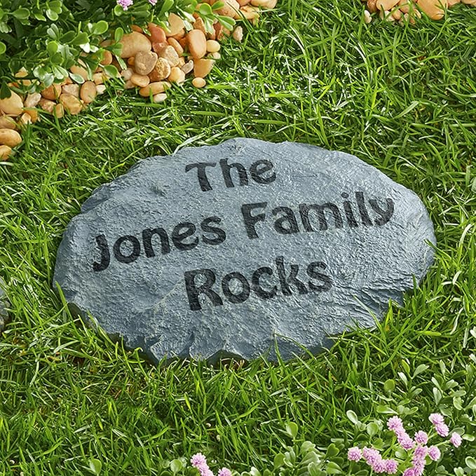 Let's Make Memories Personalized Rockin' Family Garden Stones - Garden Décor - Large - Customize Message