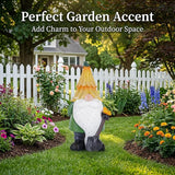 Topadorn Garden Gnome Outdoor Gnome Statue Resin Sculpture Outdoor Figurine with Yellow Hat for Garden Decoration, 11 Inch