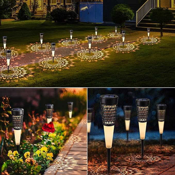 Toodour Solar Lights Outdoor Garden, 4 Pack Solar Pathway Lights Waterproof, Auto On/Off, Outdoor for Garden Yard Patio Walkway Driveway Landscapes Lawn (Warm White)
