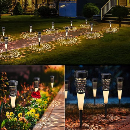 Toodour Solar Lights Outdoor Garden, 4 Pack Solar Pathway Lights Waterproof, Auto On/Off, Outdoor for Garden Yard Patio Walkway Driveway Landscapes Lawn (Warm White)