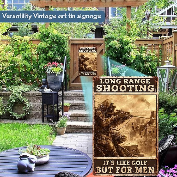 Long Range Shooting It's Like Golf But For Men Home Decor Retro Metal Tin Sign 8x12 inch