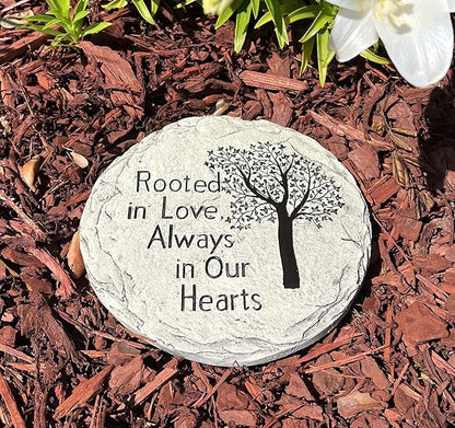 Top Brass Garden Memorial Stepping Stone - Rooted in Love, Always in Our Hearts - Tree of Life