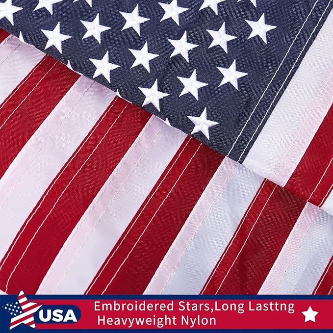 American Garden Flag 12 x 18 Inch,Embroidered Stars,Outdoor Durable Nylon,USA ResidentialYardGarden Decor,American Flag Garden Flag