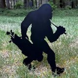 2025 Funny Bigfoot Garden Stake Metal Sign Art Yard Animal Decoration, Various Metal Sasquatch Black Big Foot Sculpture Outdoor Silhouette Statues for Garden Yard Patio Lawn (Golfing)