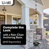 U-nitt Rain Chain Water Collection for Gutters Rainwater Catcher & Diverter, 8.5 FT Chains for Outside Garden, Golden Square Cups, Roof Downspout, Works with Heavy Rain, w/Gutter Clip for Rainchains