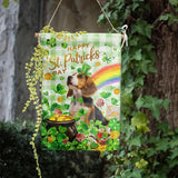Beagle St Patricks Day Garden Flag Dog St Patrick's Day Yard Flags for Outside 12x18 Double Sided Buffalo Plaid Shamrock Flag Small Outdoor Rainbow St Patrick's Decor