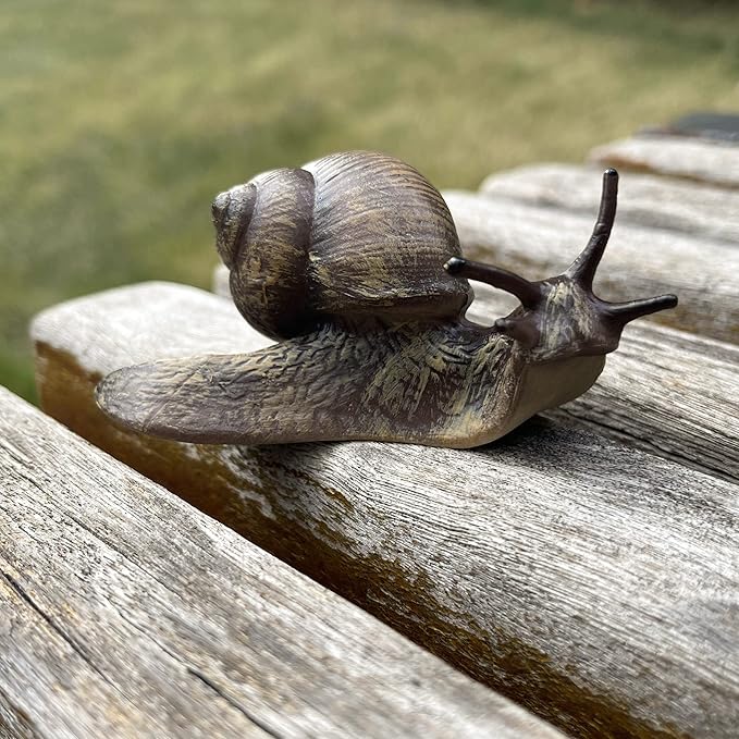 Snail Figurine Toy Mini Animal Figures for Fairy Garden, Mushrooms, Micro Landscape Decor (Dark Color)