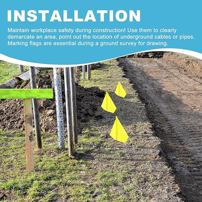 M METERXITY 10-Pack Blank Marking Flags, 15x5.1x4 Inch Waterproof Yard Flags Marking for Lawn/Garden/Irrigation/Landscape/Sprinkler/Survey/Dog Training/DIY [Yellow]
